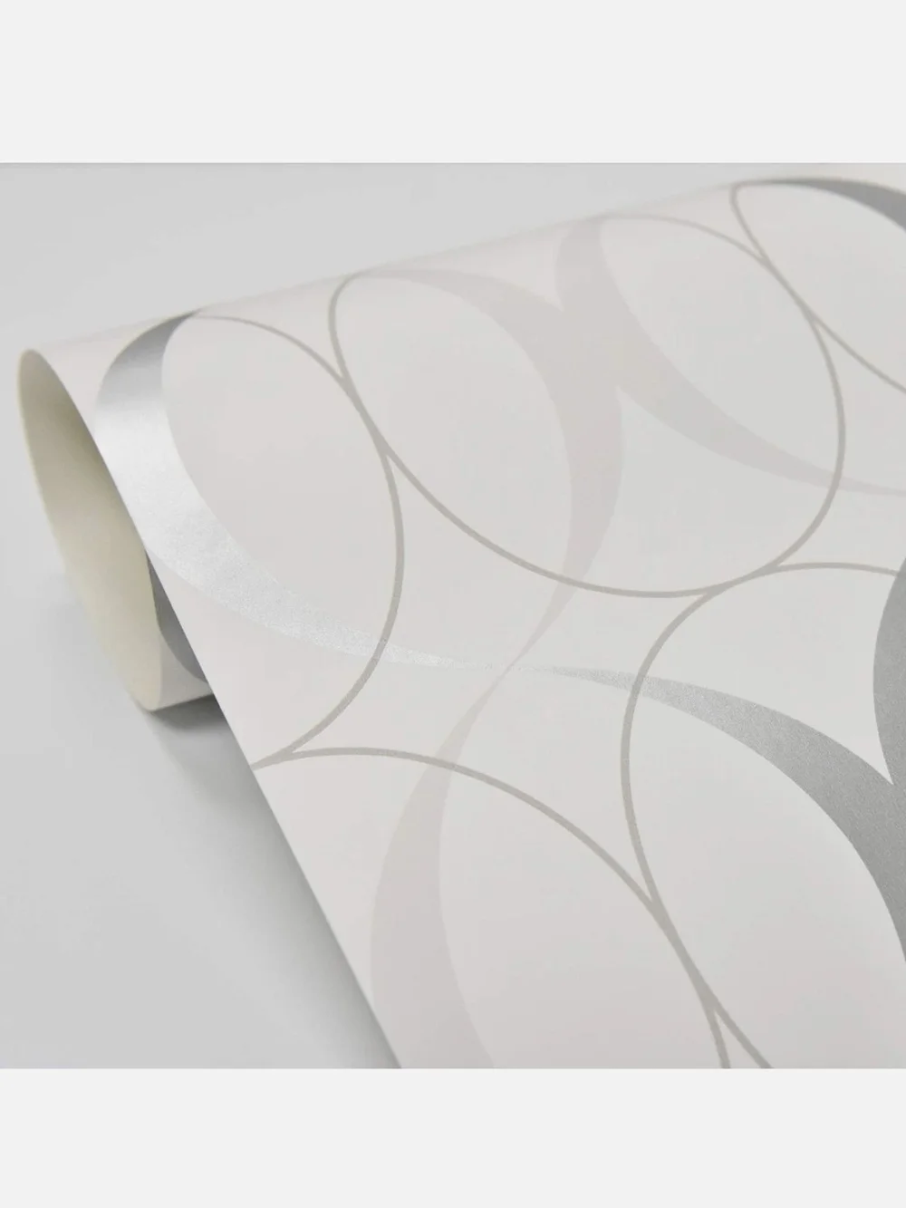 NuWallpaper NU1074 Neutral Circulate White Siver Peel & Stick Wallpaper